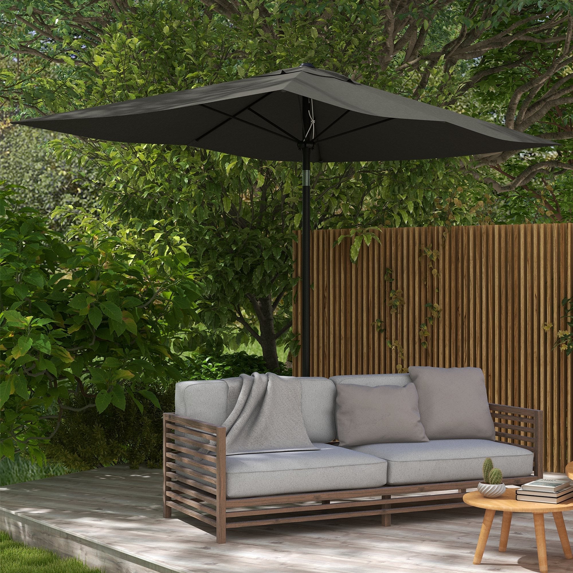 Gartenschirm, 2x3m rechteckiger Sonnenschirm für den Außenbereich mit Kurbel und Neigungsfunktion, dunkelgrauer Aluminiummast