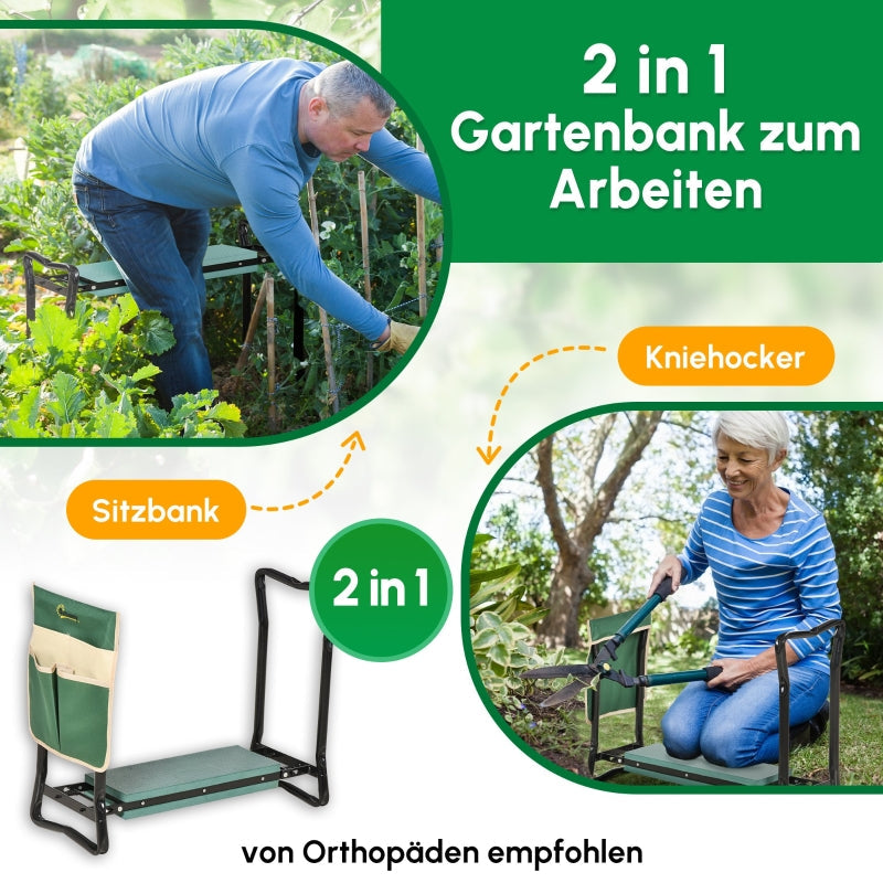 Kneeling Bench Foldable 2-in-1 Garden Stool Tool Bag - EVA Foam