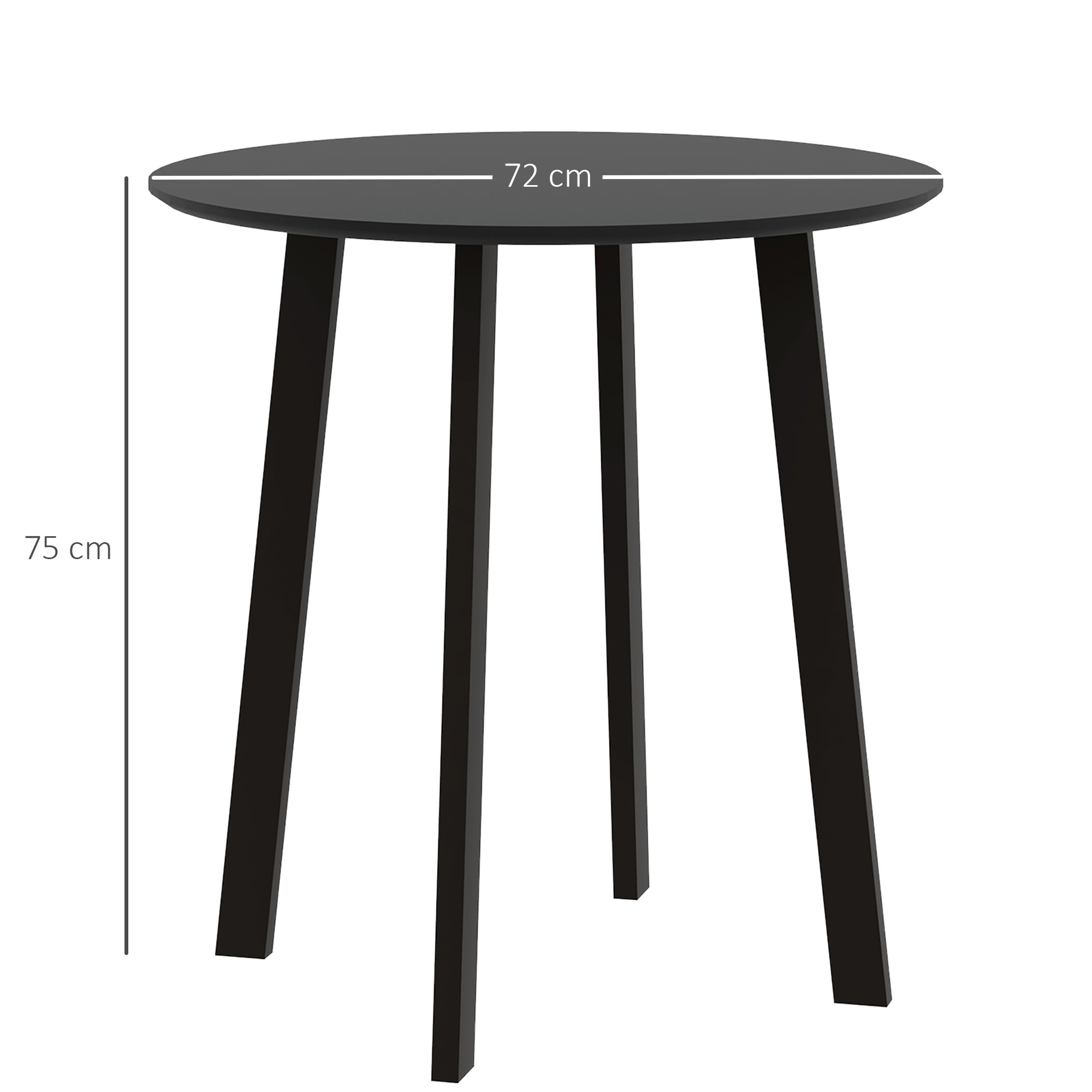 Dining Table Round Kitchen Side Table Angled Legs Modern Design, Black