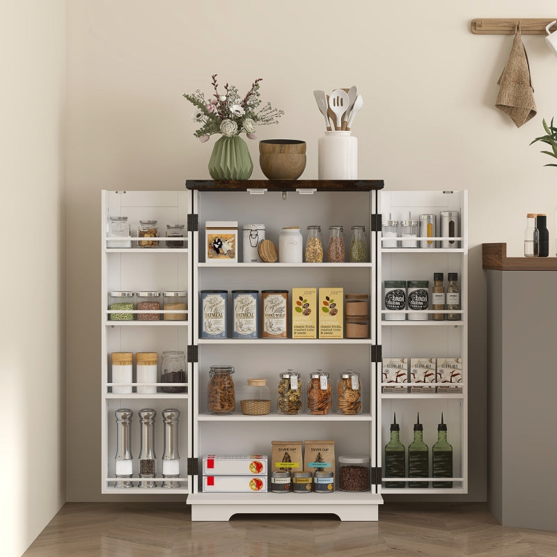 Multi-Storage Cabinet Farmhouse Style with Adjustable Shelves White