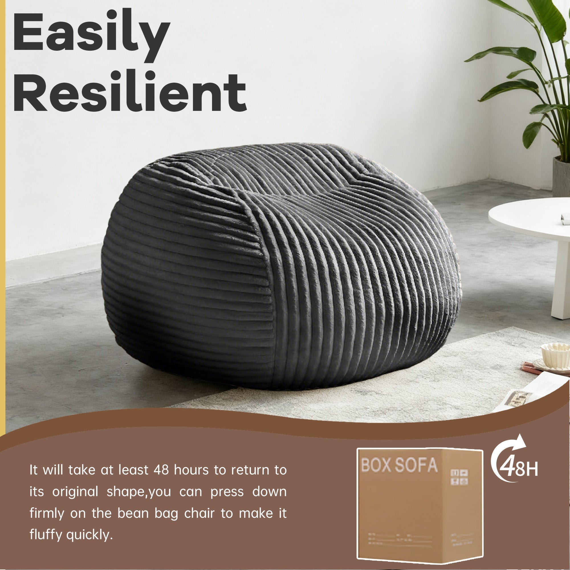Bean Bag Chair Ultra Plush Memory Foam Leisure Reading Sofa Gray