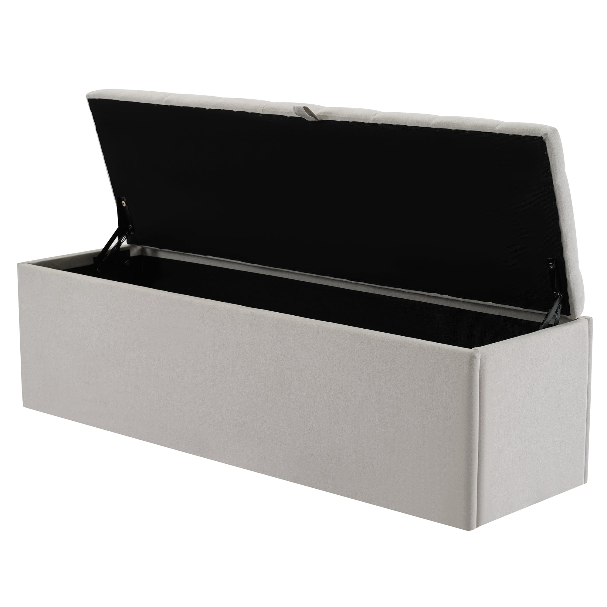 Upholstered Bench with Storage Space and Bed Stool, Light Grey Linen