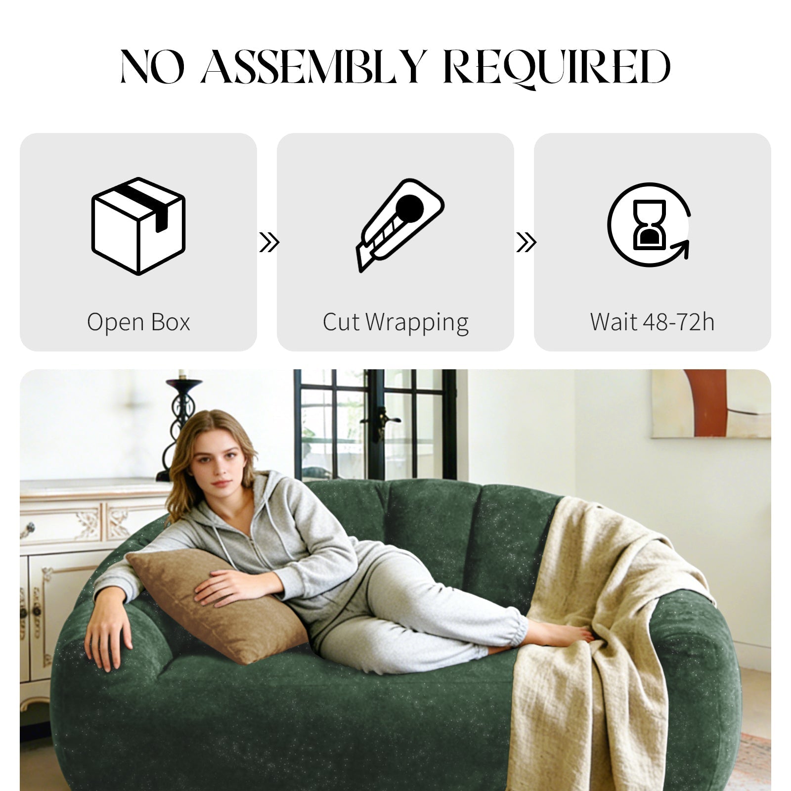 Sculptural Sofa Artfully Curved Wave-Form Backrest