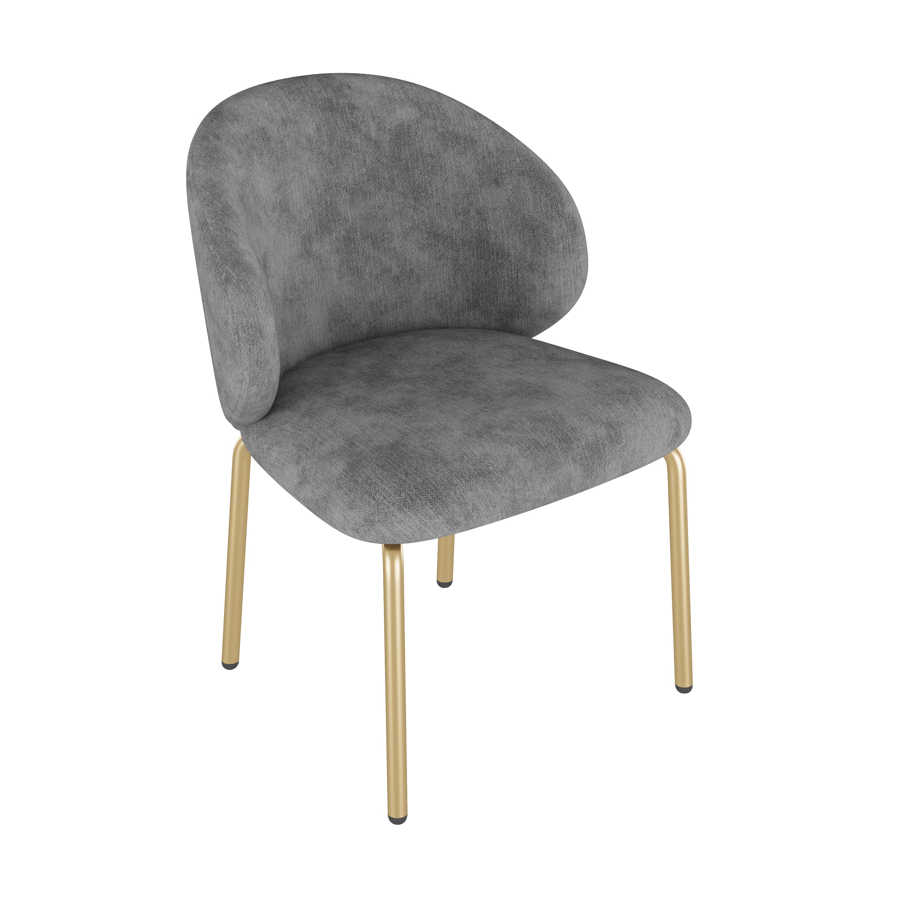 Dining/Lounge Chair Gold Legs Chenille Grey