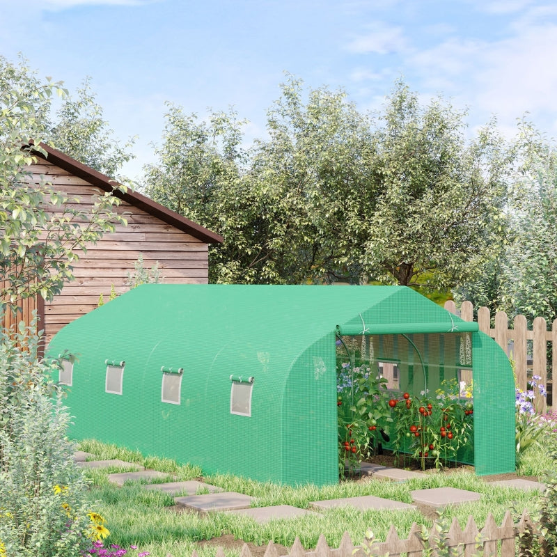 Polytunnel Greenhouse 6x3m Walk-in with Windows and Door, Green