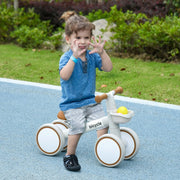 Balance Bike with Adjustable Seat and Whisper Wheels, Brown and White