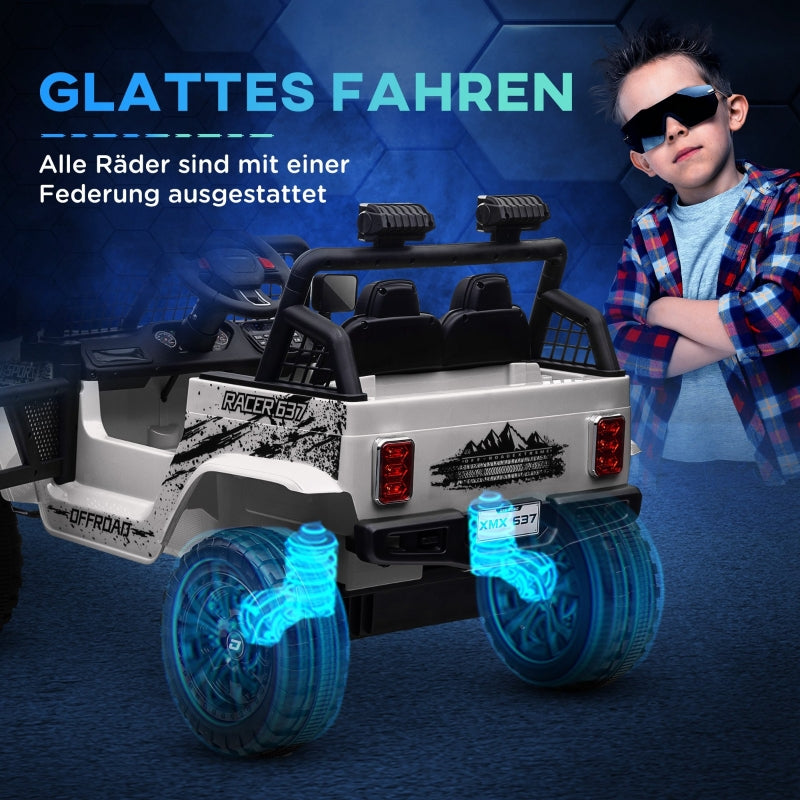 Electric Children's Car, 12V Off-Road with Remote Control, White