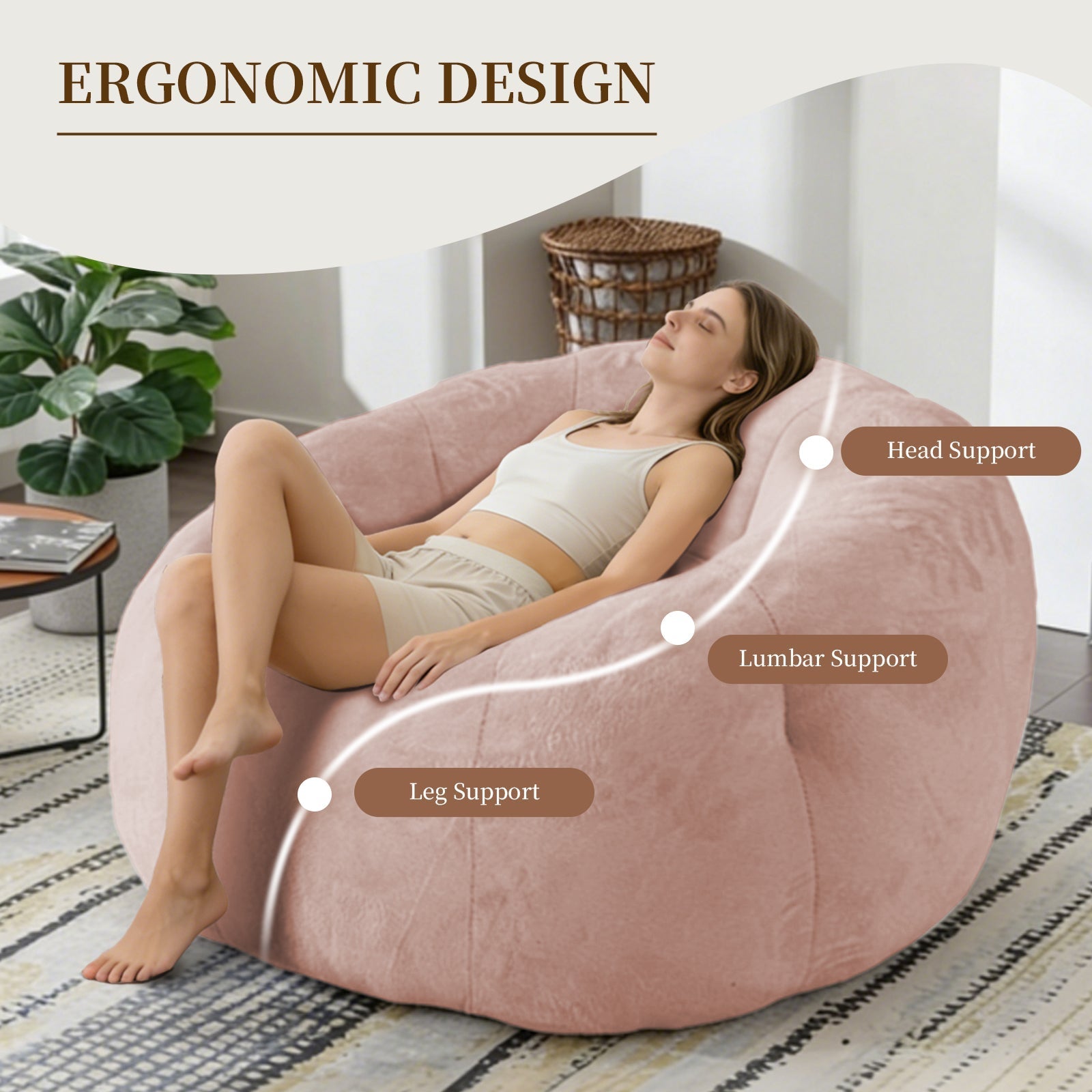 Bean Bag Lounge Chair Large Round Enhanced Stability