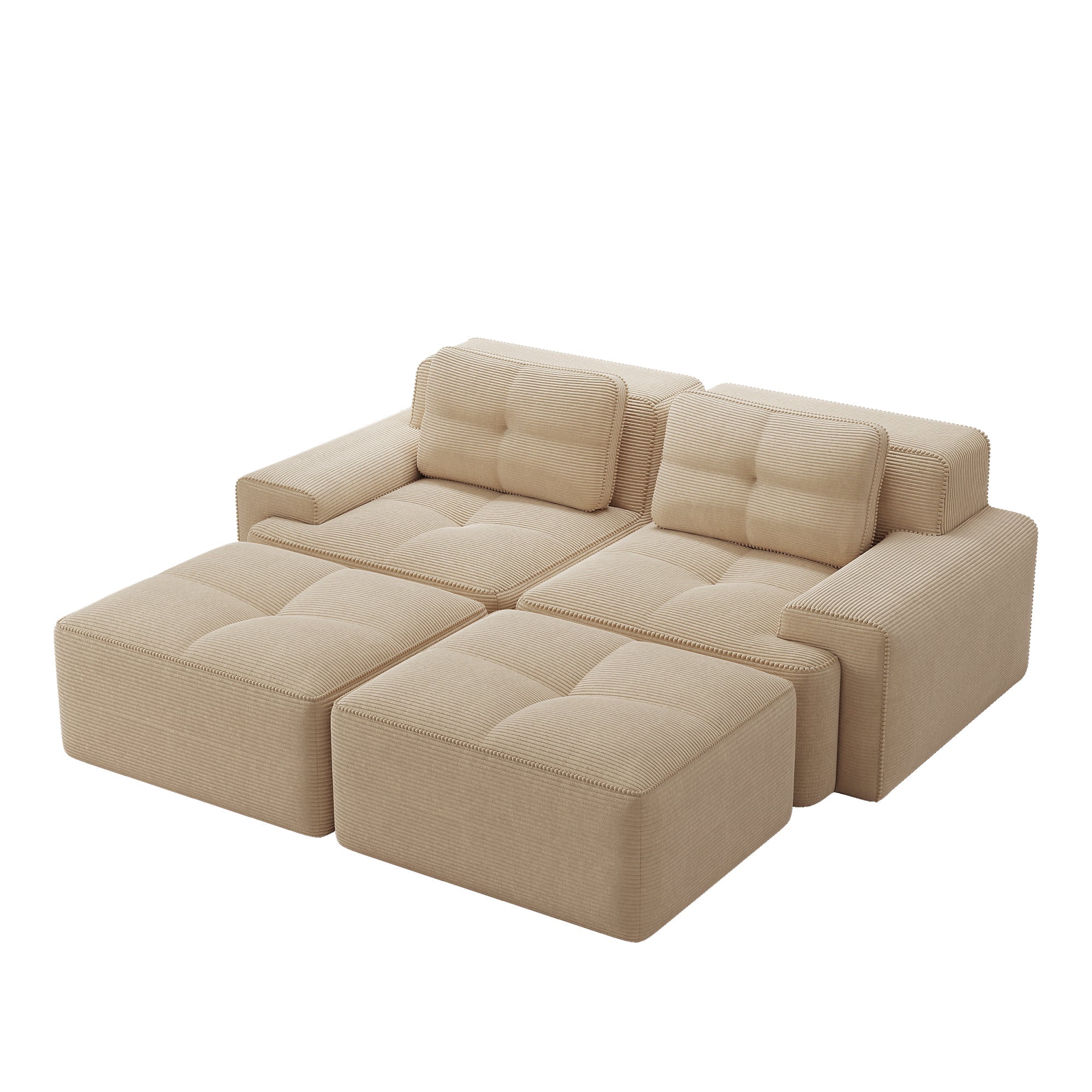 Cloud Modular Sofa U-Shaped Ottoman 2-Seater - Corduroy Beige