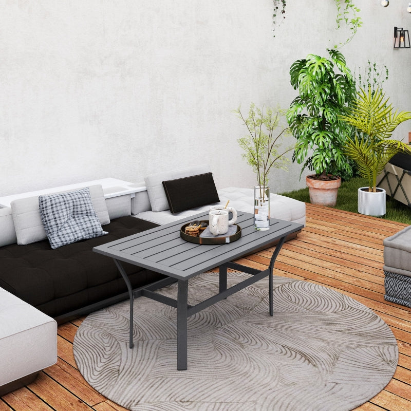 Beistelltisch, Lamellendesign Wetterfest Outdoor, Metall Dunkelgrau
