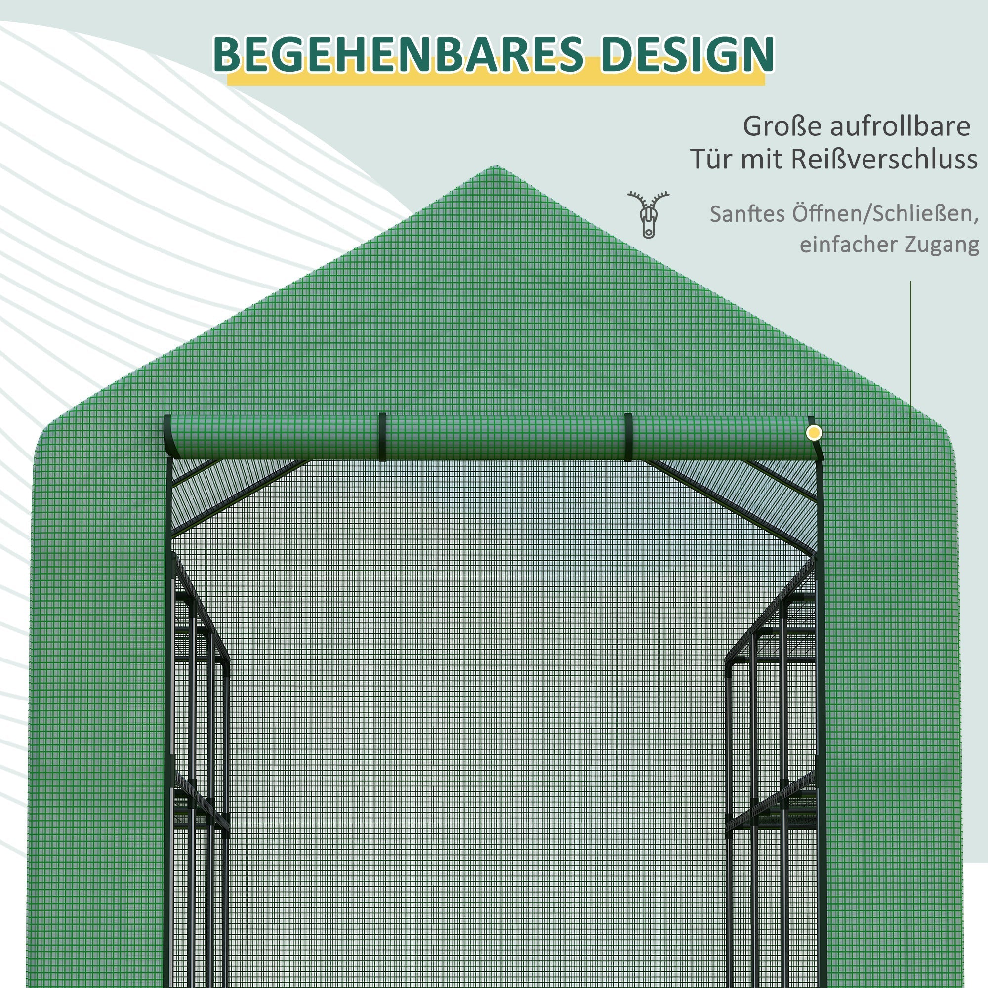 Walk-in Greenhouse 8 Shelves Tomato with Door, Green Steel & PE Plastic