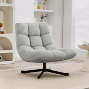 Swivel Lounge Chair with Wide Seat, Water-Repellent, Crossed Steel Legs, Light Grey