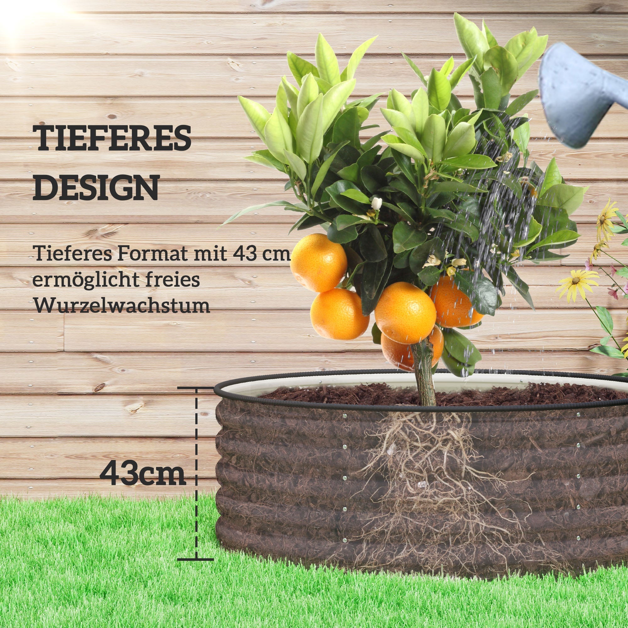 Raised Bed, Steel, 120x120x43cm, Steel