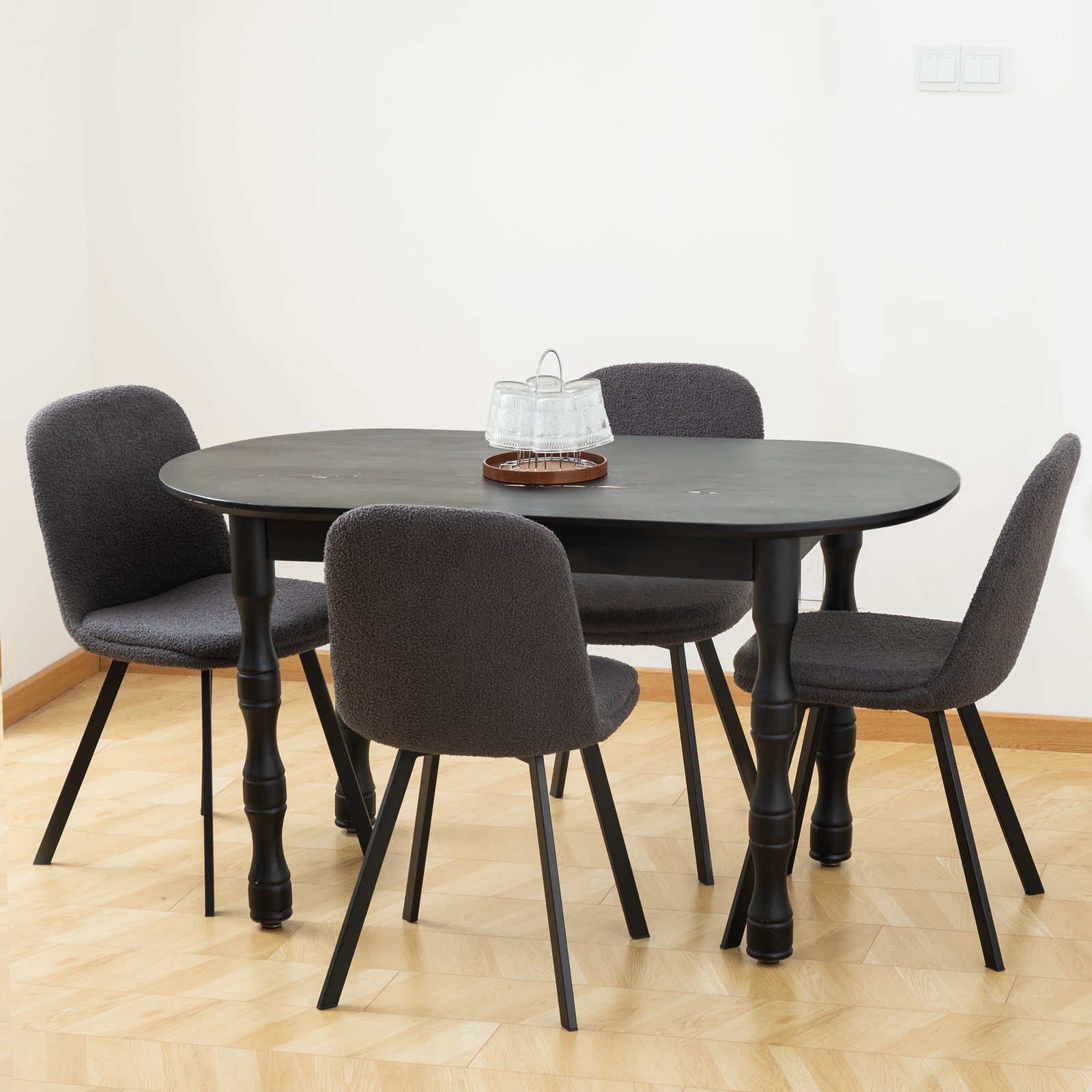 Dining Chair Set of 2, Soft Padding, All-Season Comfort, Stable Metal Frame, Teddy Fleece