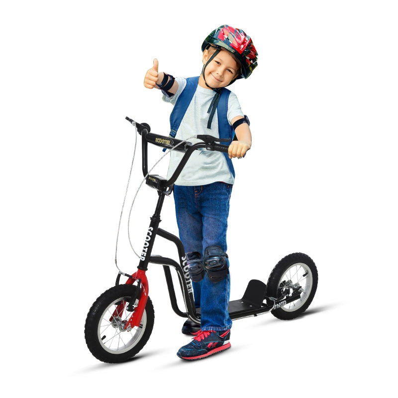 Children's scooter, adjustable handlebar pneumatic tires 12 inches, black