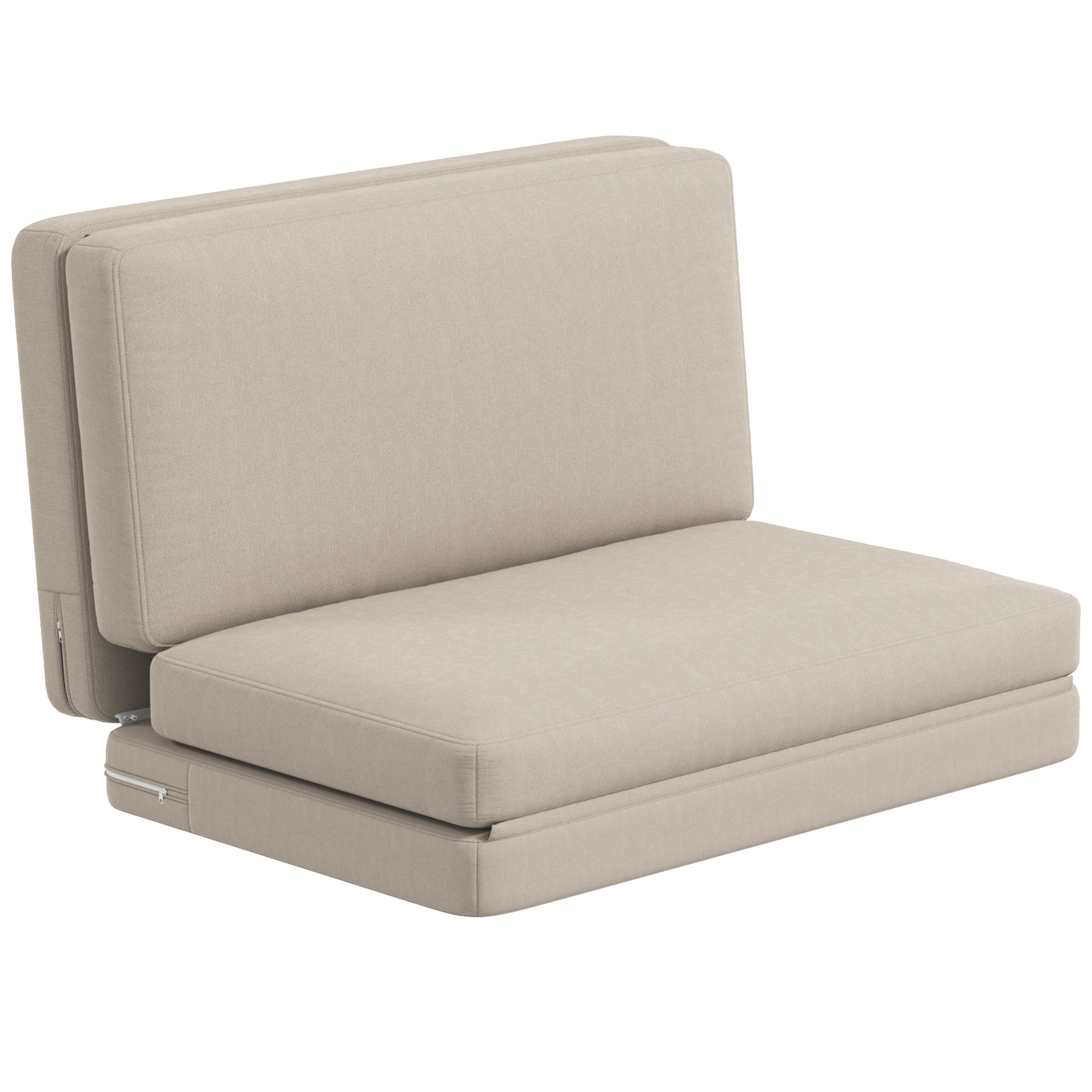 3-in-1 Schlafsofa, Samtbezug mit Stauraum, Beige
