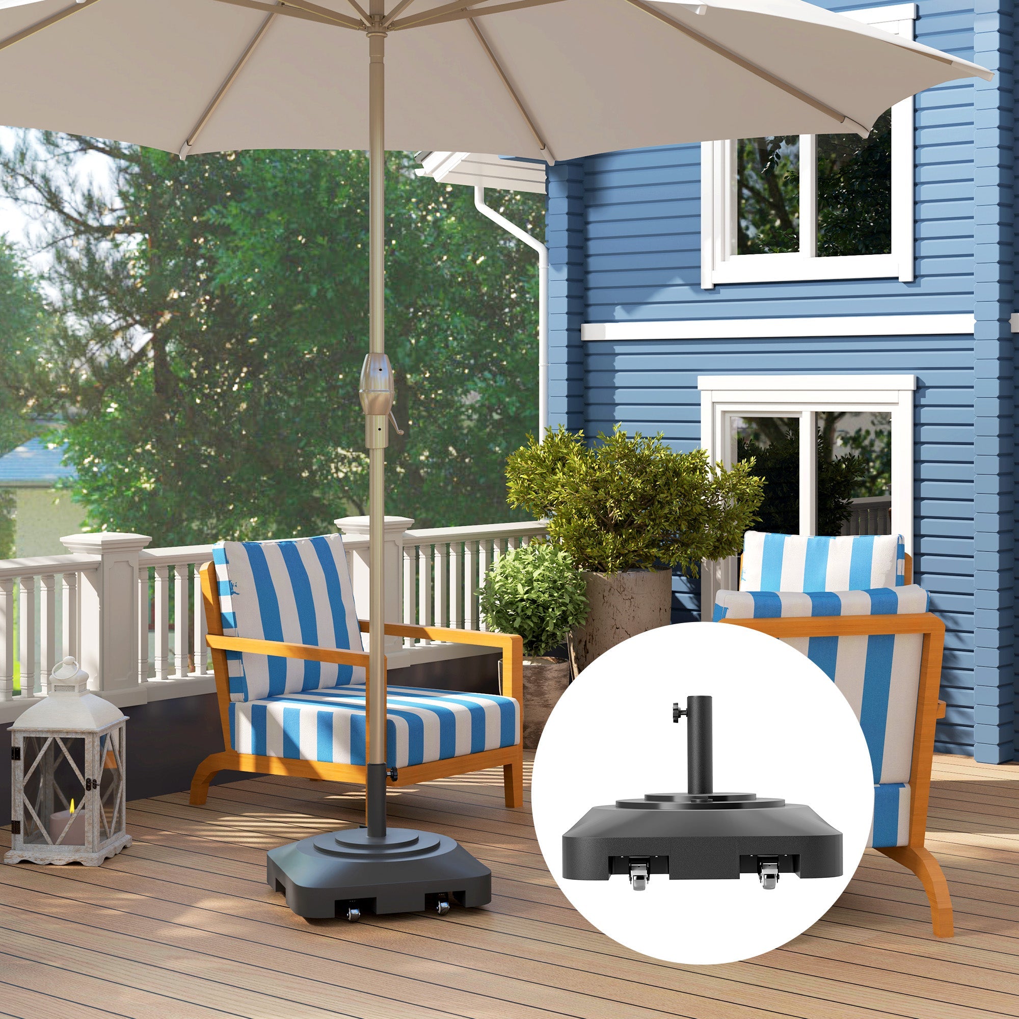 Parasol Base, Fillable 25kg, With Wheels, For Ø38/48 mm, Black