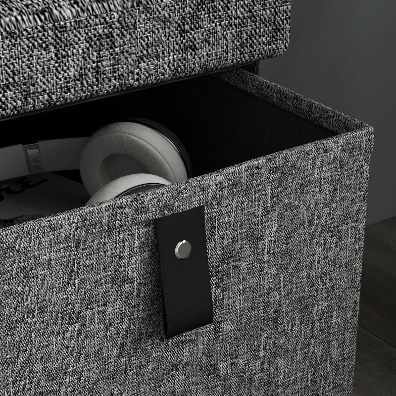 Upholstered Shoe Bench with 6 Storage Compartments Linen Look Grey