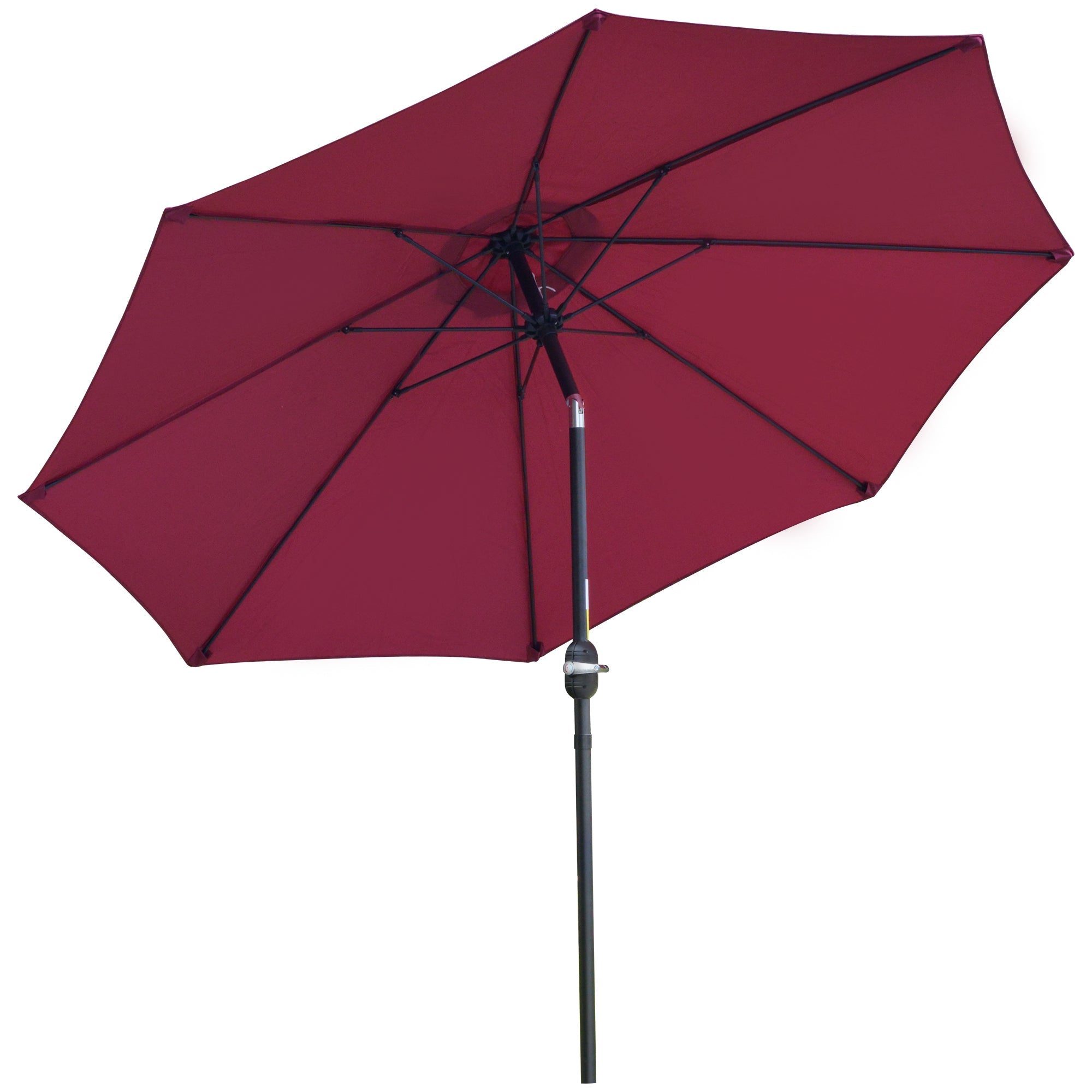 Garden Parasol Umbrella, 2.7M Tilting Aluminium Frame Sun Shade, Wine Red
