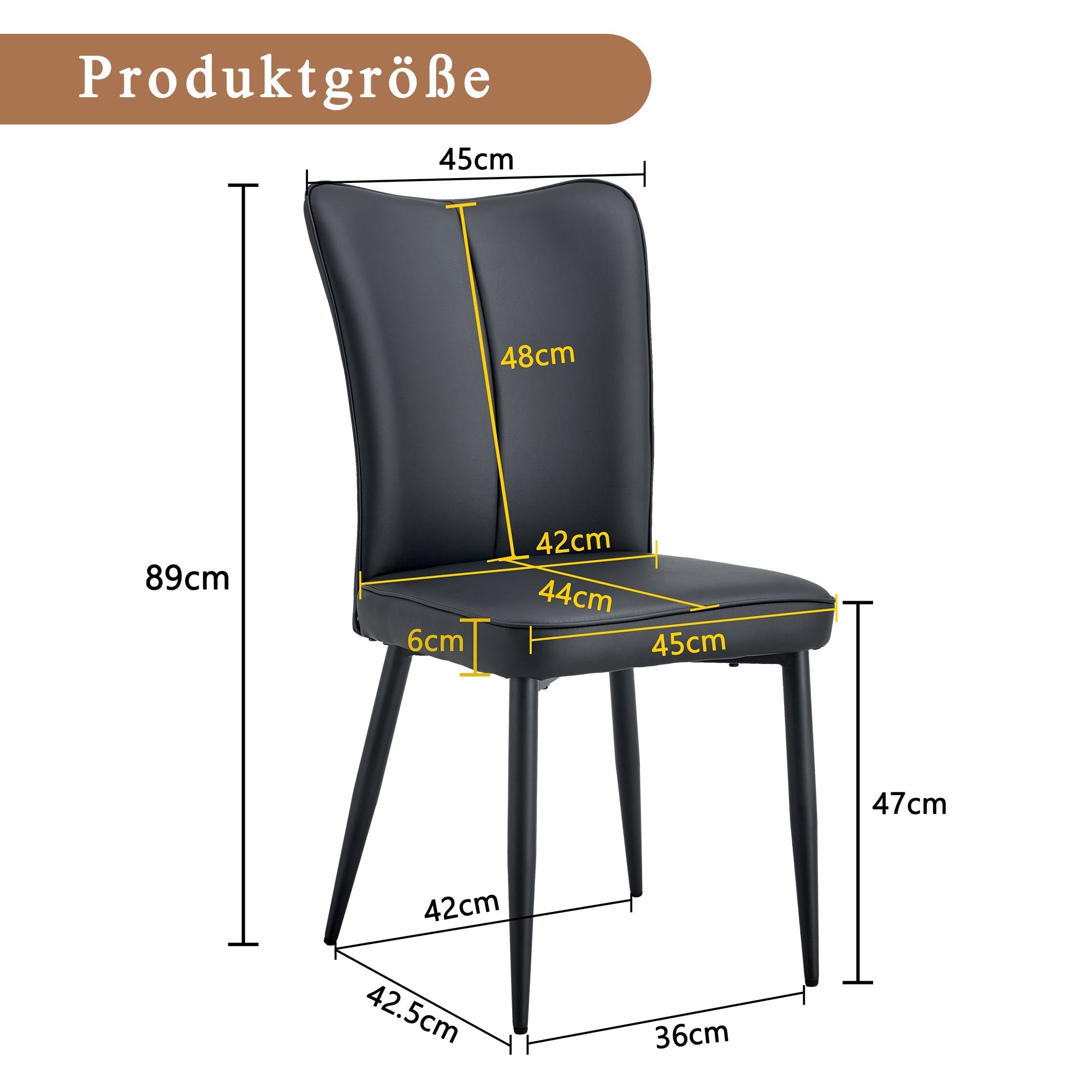 Dining Chairs Set of 2 Modern Design 89cm High - Black PU