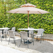 Parasol Umbrella 2.7m Wooden Frame Elegant Beige