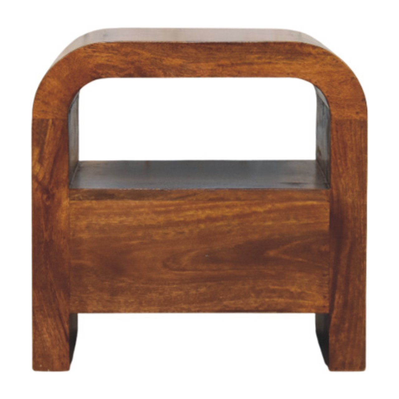 Solid Wood Darcy Chestnut Nightstand, 1 Drawer Open Shelf, Dark Brown