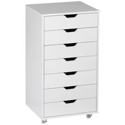 Seven-Drawer Filing Cabinet with Wheels - White