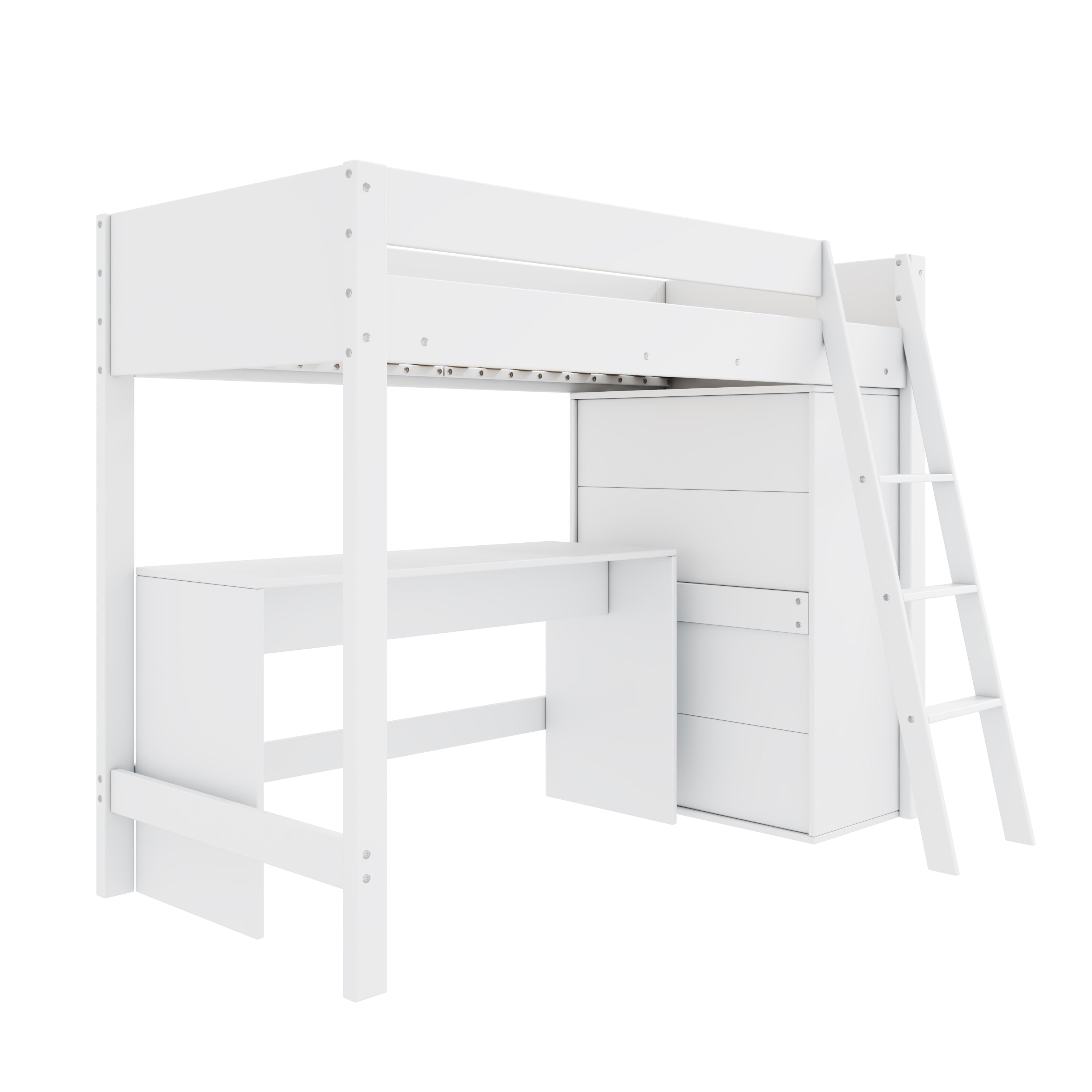 Solid Wood Bunk Bed with Desk, Wardrobe & Safety Rails – Kids’ Multifunctional Bed