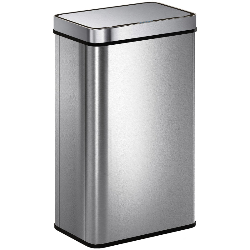Sensor-Activated Waste Bin, 60L Automatic Lid, Stainless Steel, Silver-Colored