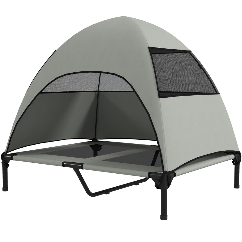 Outdoor Dog Bed, Raised with Roof, Light Grey