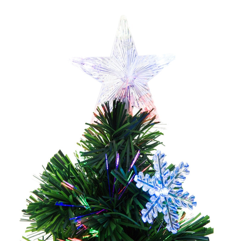 4FT Artificial Christmas Tree with Fibre Optic LED Snowflakes, Green