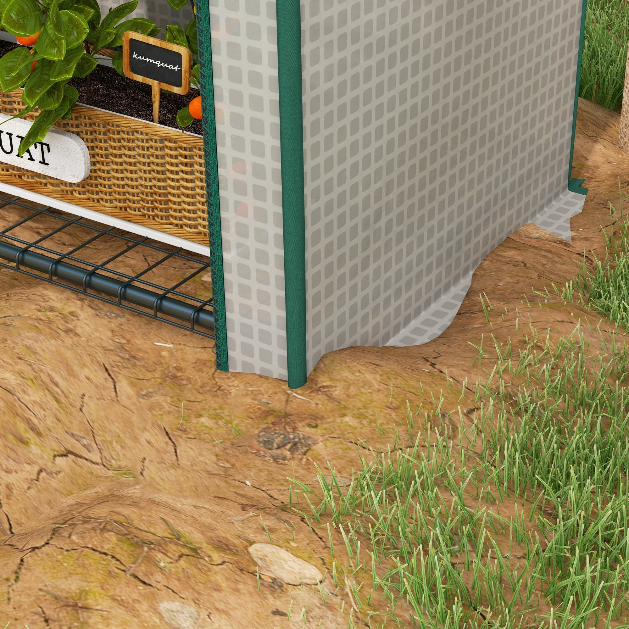 4 Tier Mini Greenhouse, Portable with Storage Shelf and Roll-Up Zipped Door, White