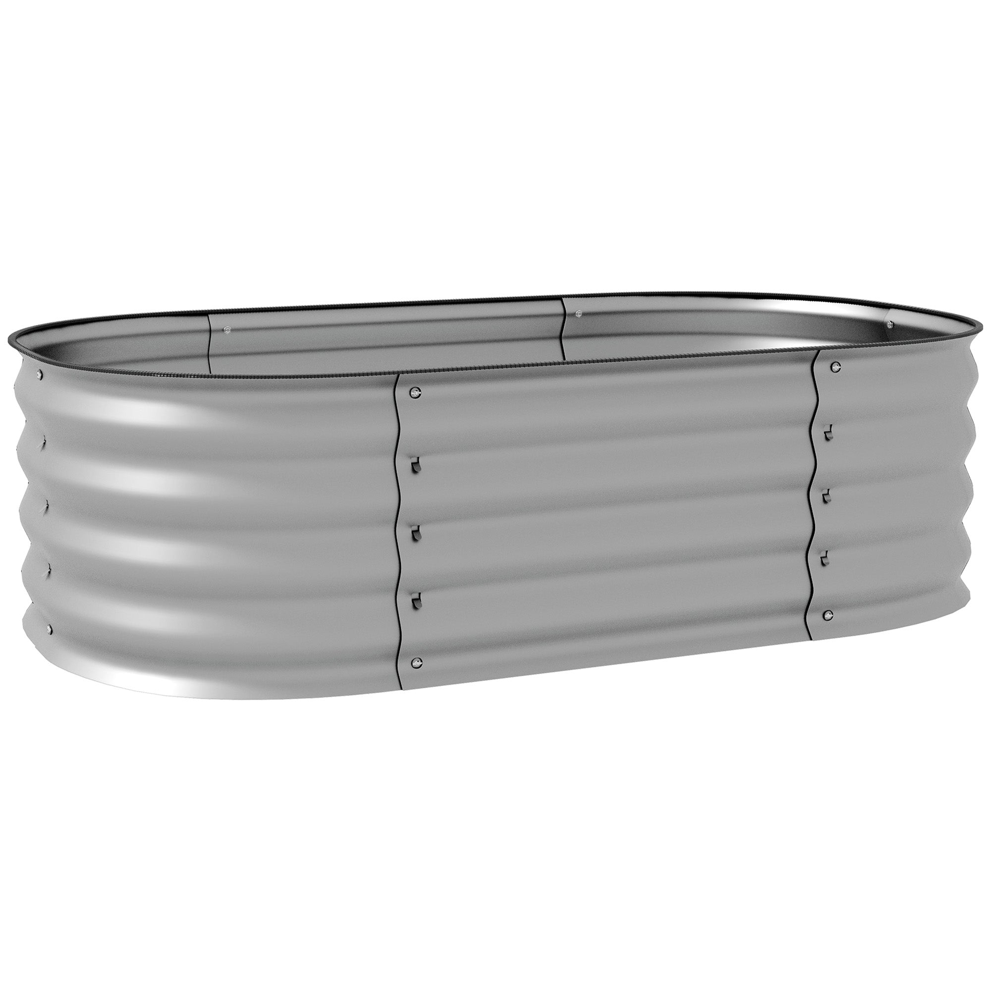 Metal Raised Garden Bed Planter Box 105x62x30cm Open Bottom Silver