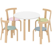 5-Piece Children's Table and Chair Set Lightweight Solid Wood Colorful