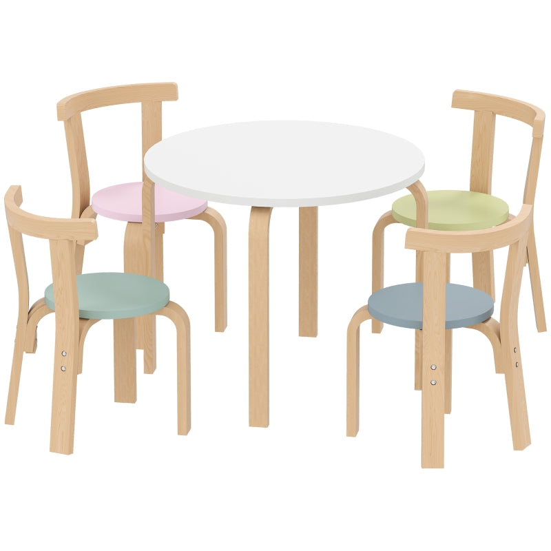 5-Piece Children's Table and Chair Set Lightweight Solid Wood Colorful