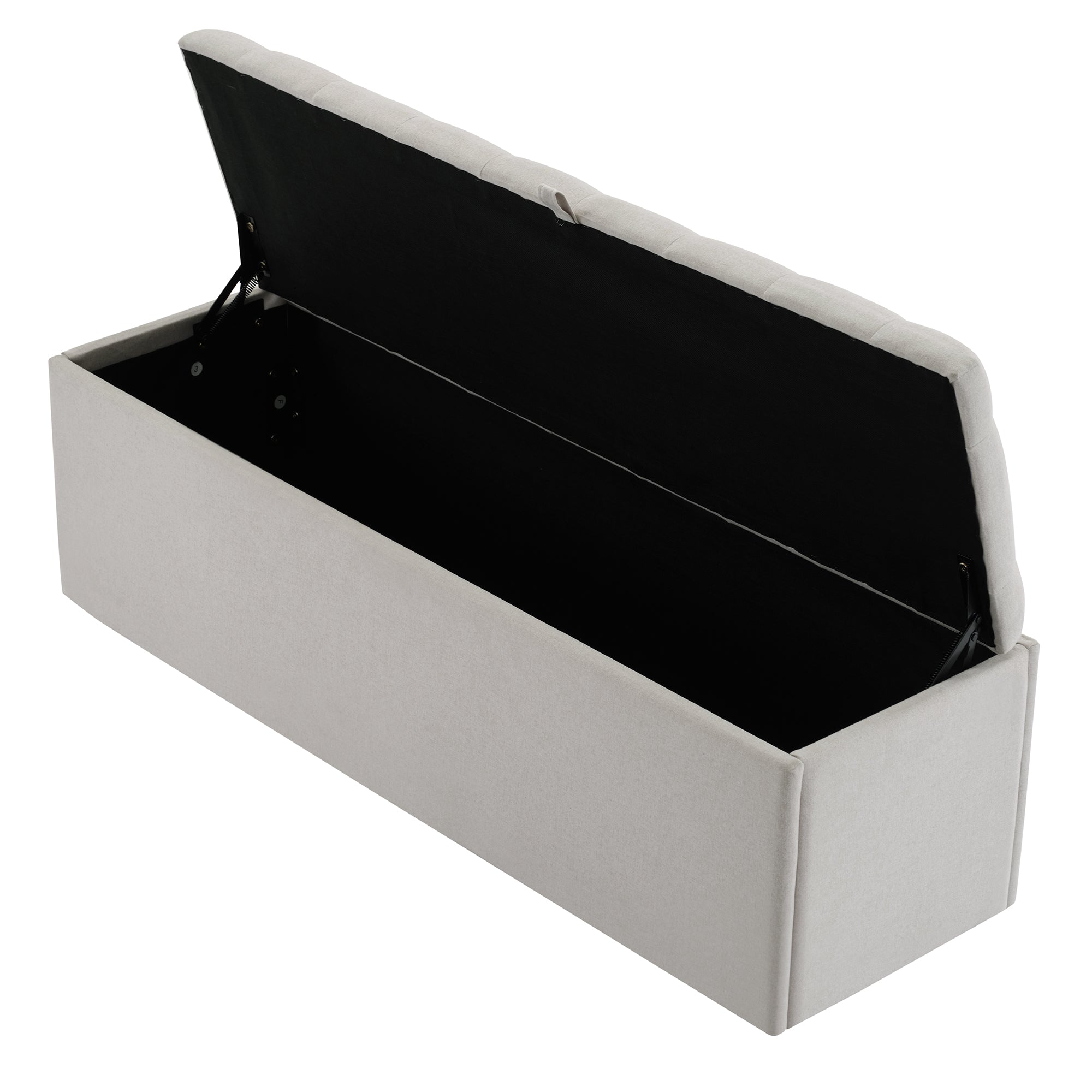 Upholstered Bench with Storage Space and Bed Stool, Light Grey Linen