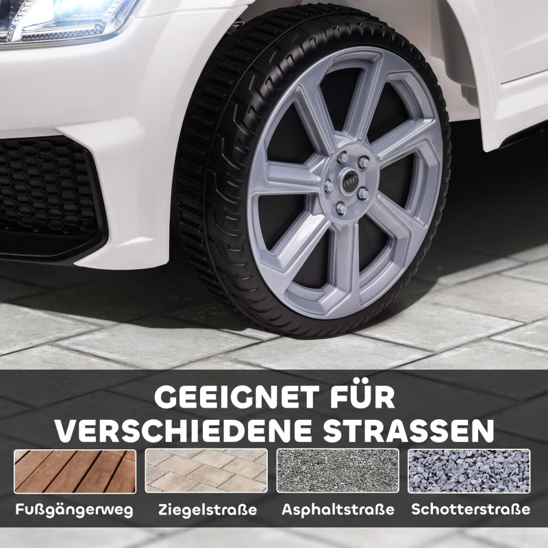 Children's electric car, Audi TT RS Roadster, 3 km/h, remote control, LED, USB, white
