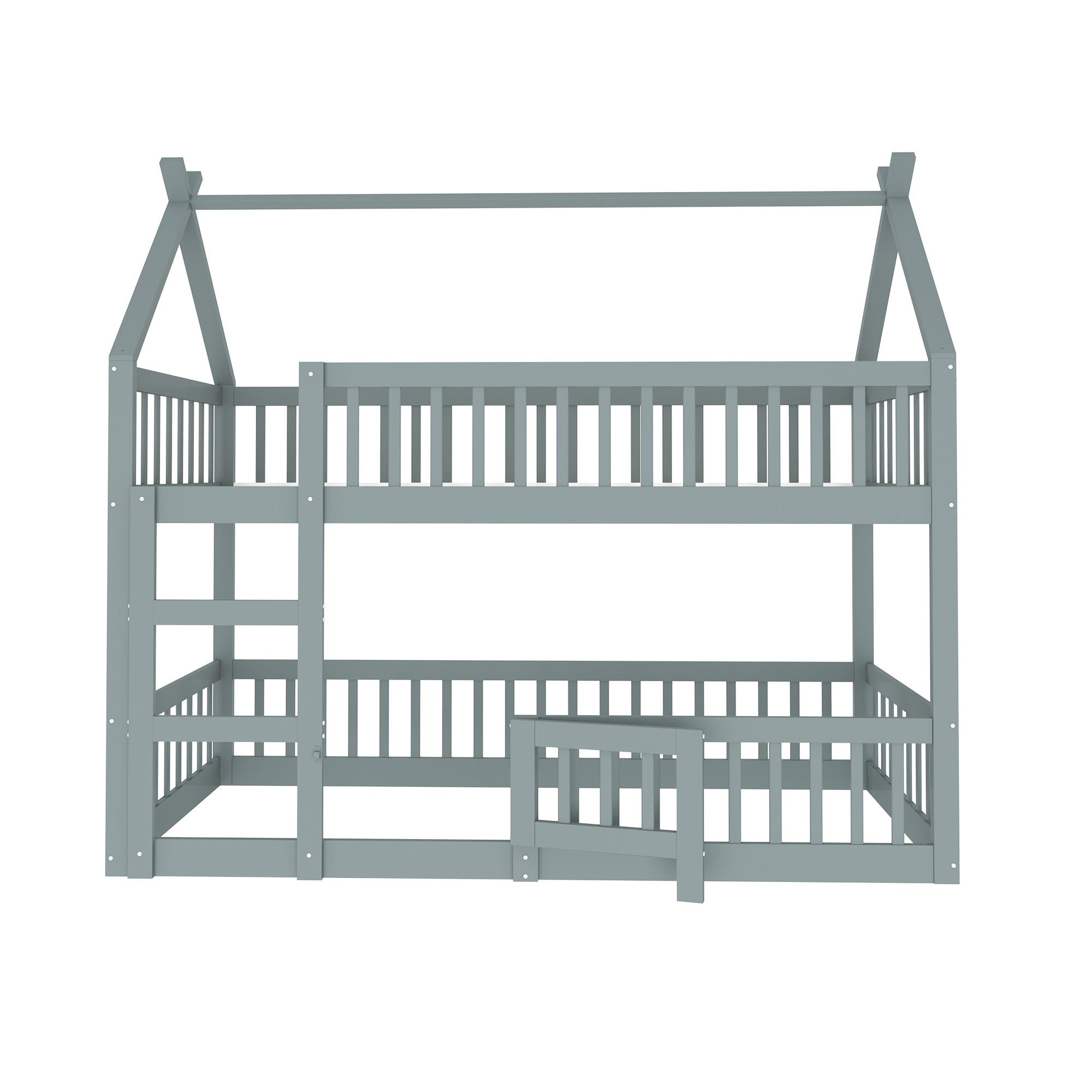 Children's Bunk Bed with Stairs, Loft Design, Solid Wood, Grey