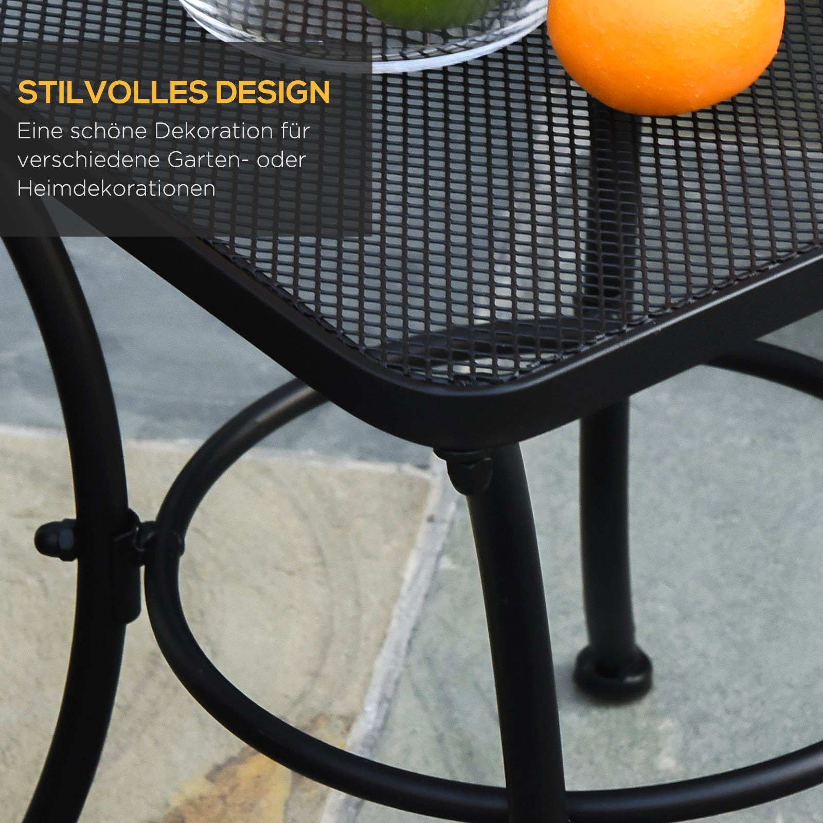 Side Table, Garden/Balcony Coffee Table 45x45x50cm, Metal Black
