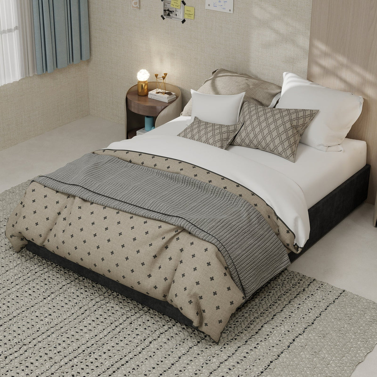 Bed Frame 140x200cm with Gas Lift - Dutch Velvet Grey