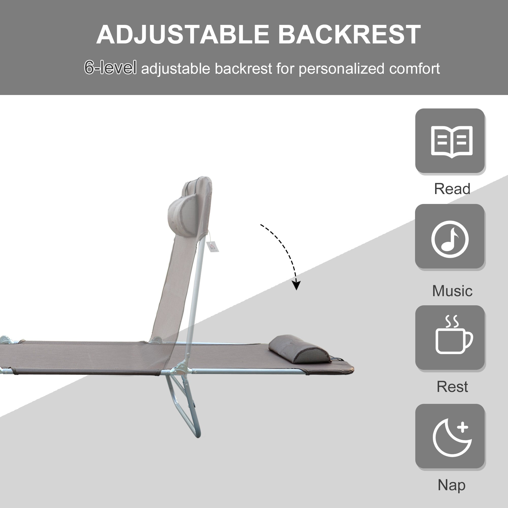 Sun Lounger Folding 2-Legged Weatherproof, Brown