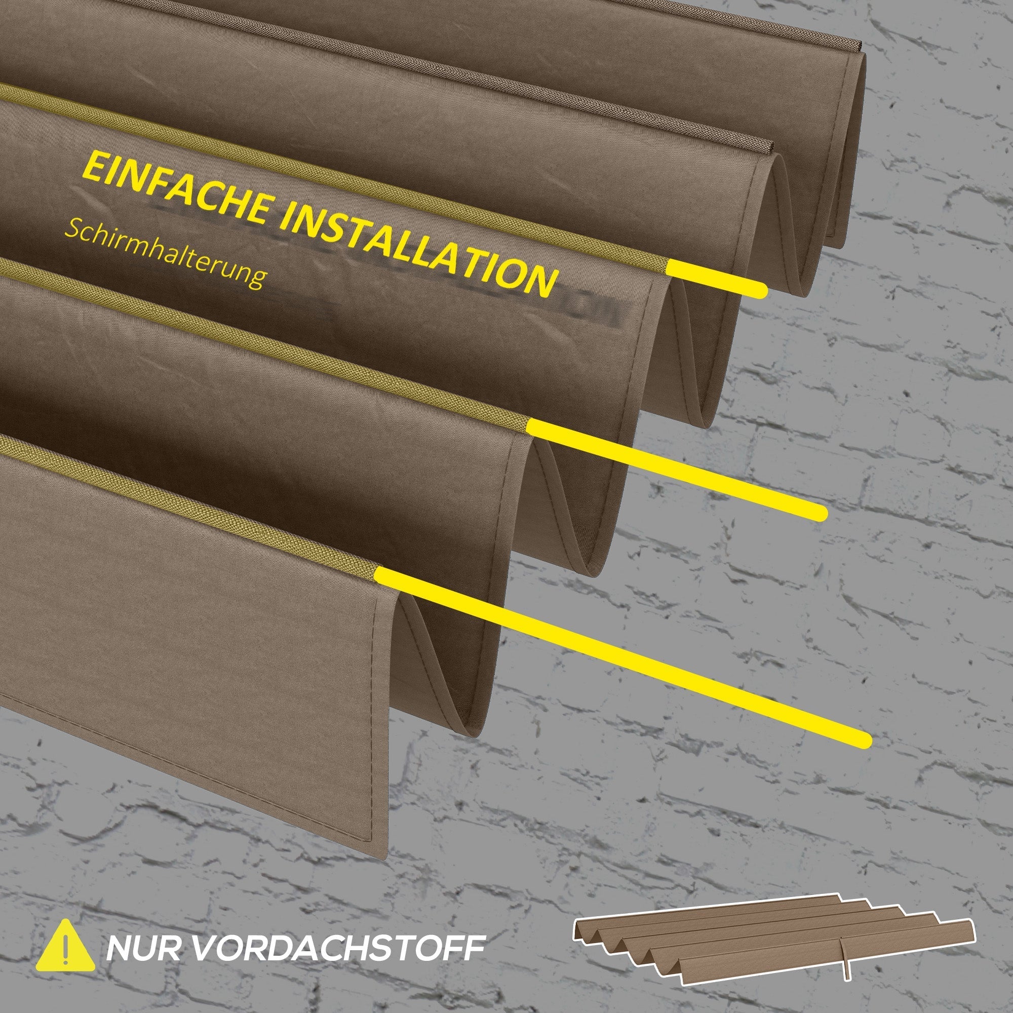 Replacement Roof for Pergola, Water-Resistant Retractable Wave Canopy, UV Protection 30+
