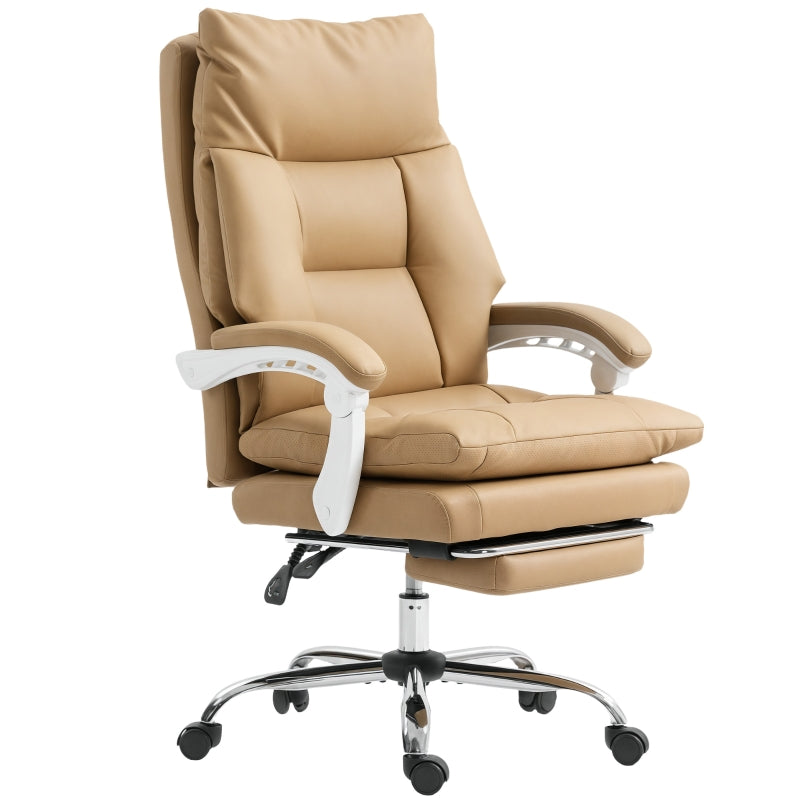 Bürostuhl, ergonomisch, mit Lordosenstütze, klappbarer Armlehne, Fußstütze, Hellbraun
