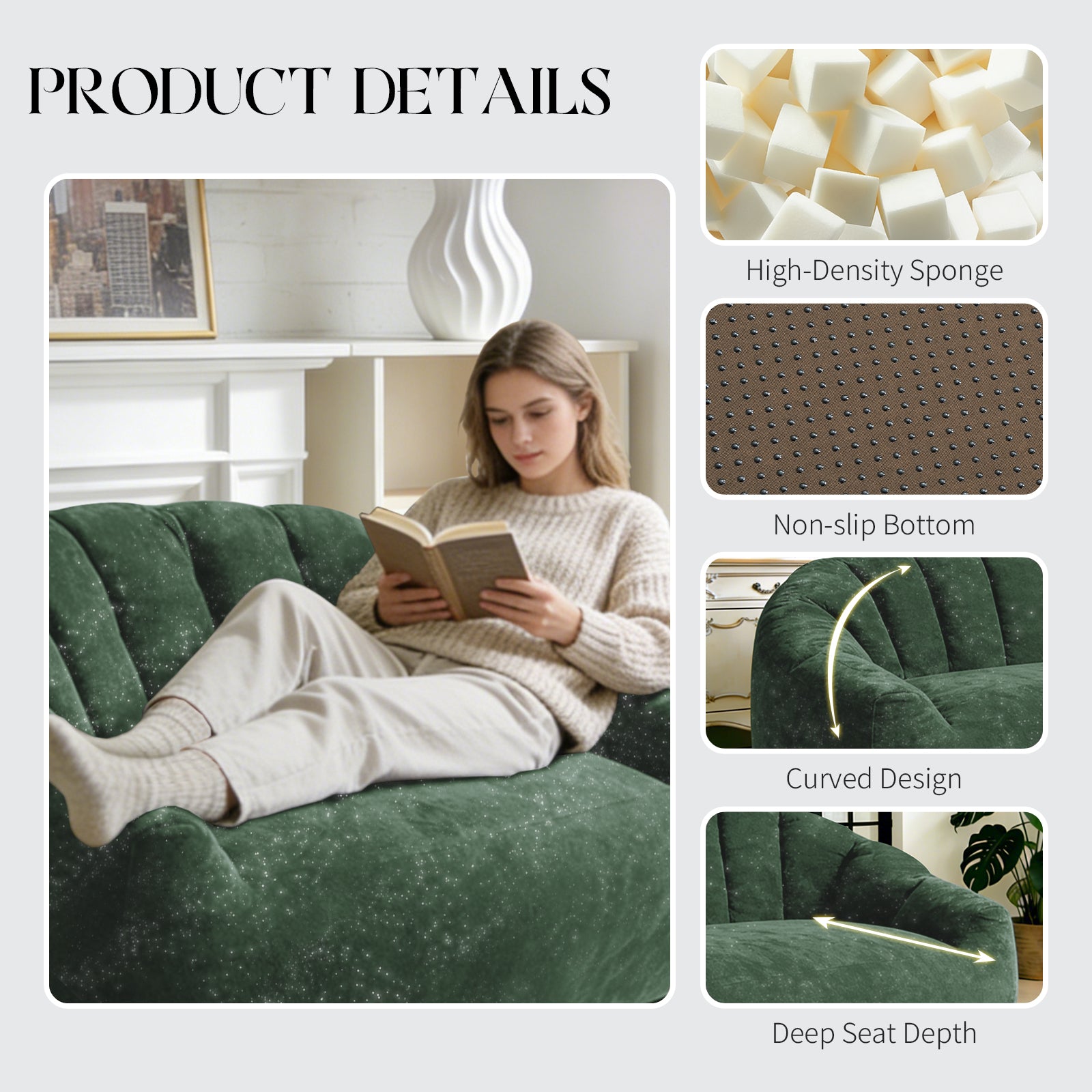 Sculptural Sofa Artfully Curved Wave-Form Backrest