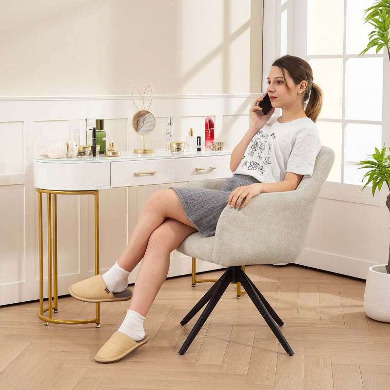 Armchair Swivel Lounge Chair Steel Legs Velvet Beige