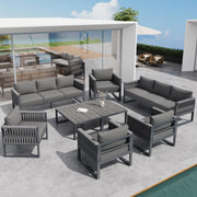 Outdoor Sofa Lounge Set 10-Seater Rustproof Metal Frame - Grey