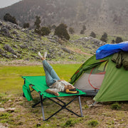 Camping Bed Foldable, 136 kg Load Capacity with Side Pocket, Oxford Green Black