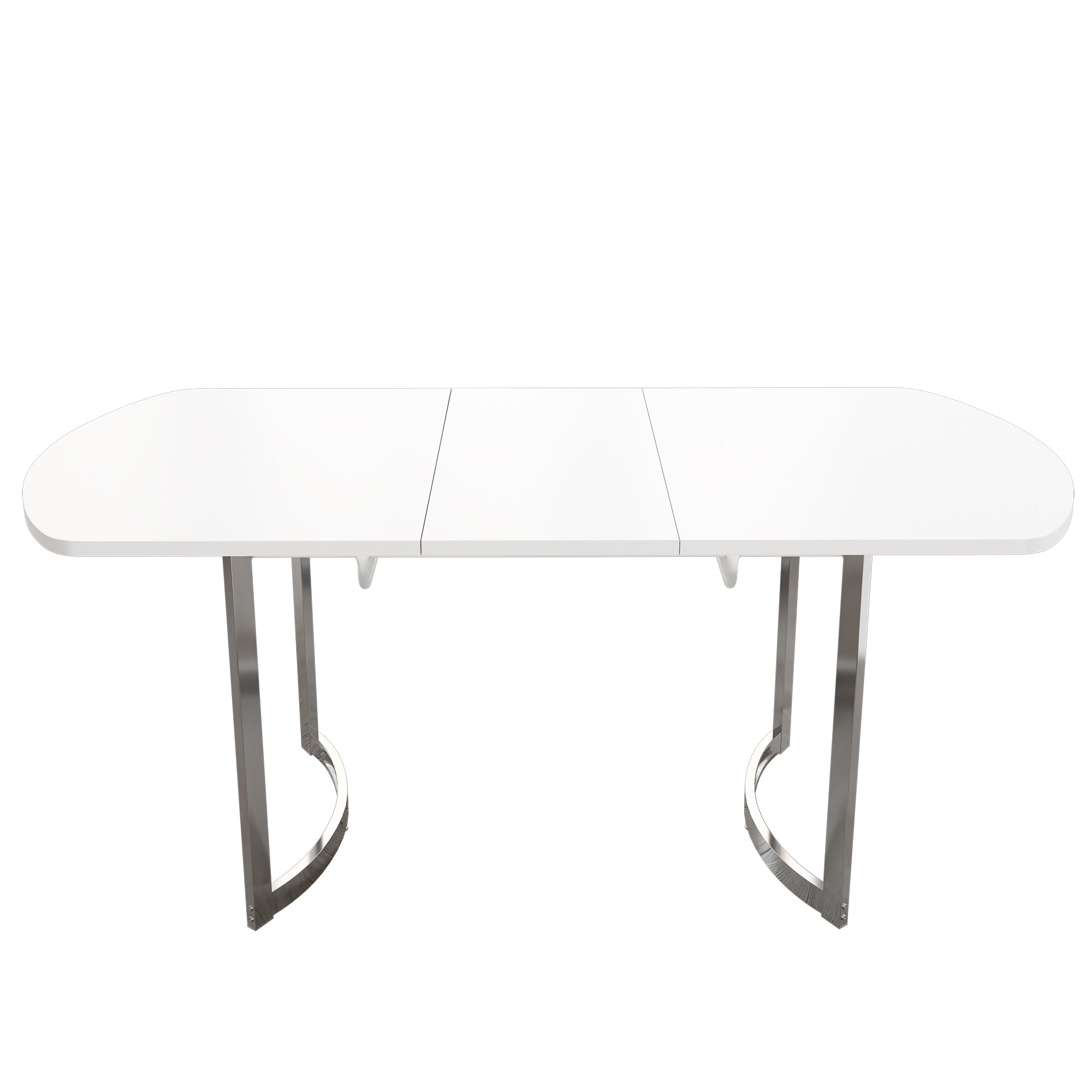 Extendable Dining Table 140/180x80cm 4-6 Seater Modern Silver Metal Legs - White