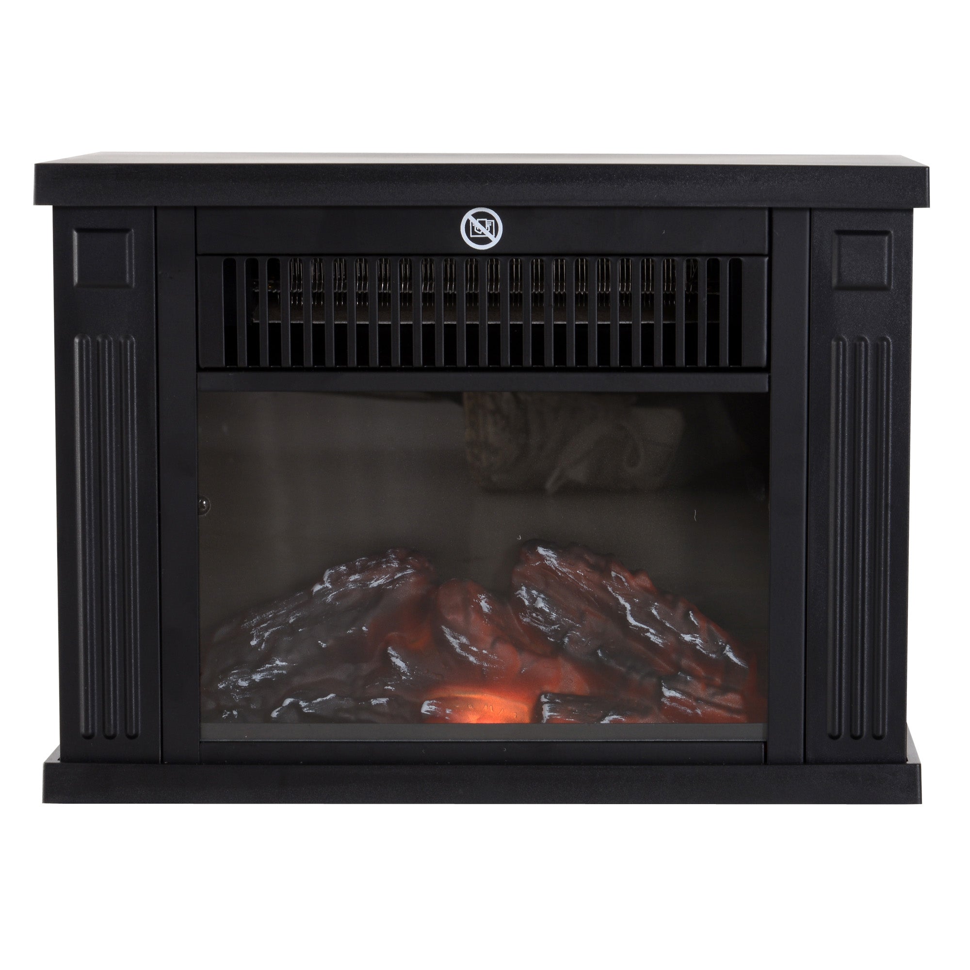 Electric Fireplace, Realistic Flame, Modern Look, Black
