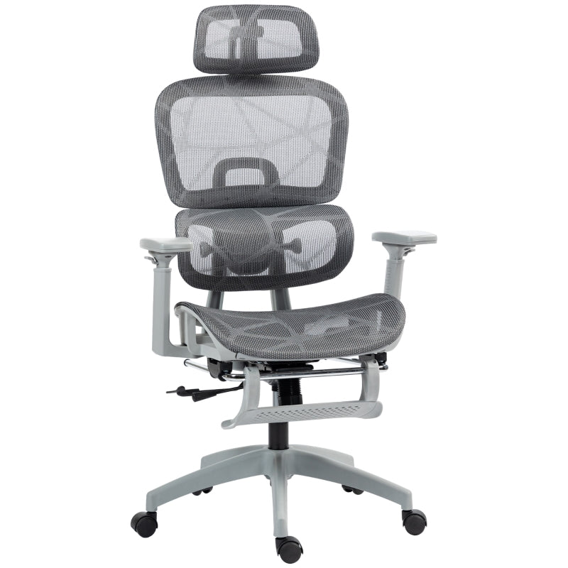 Office Chair, Ergonomic Mesh Desk Chair, Adjustable, Grey